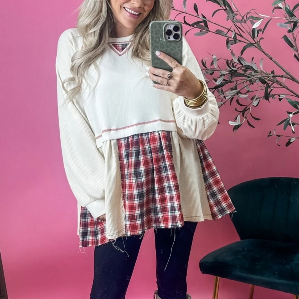 Plaid Patchwork Sweater - Picture 3 of 6